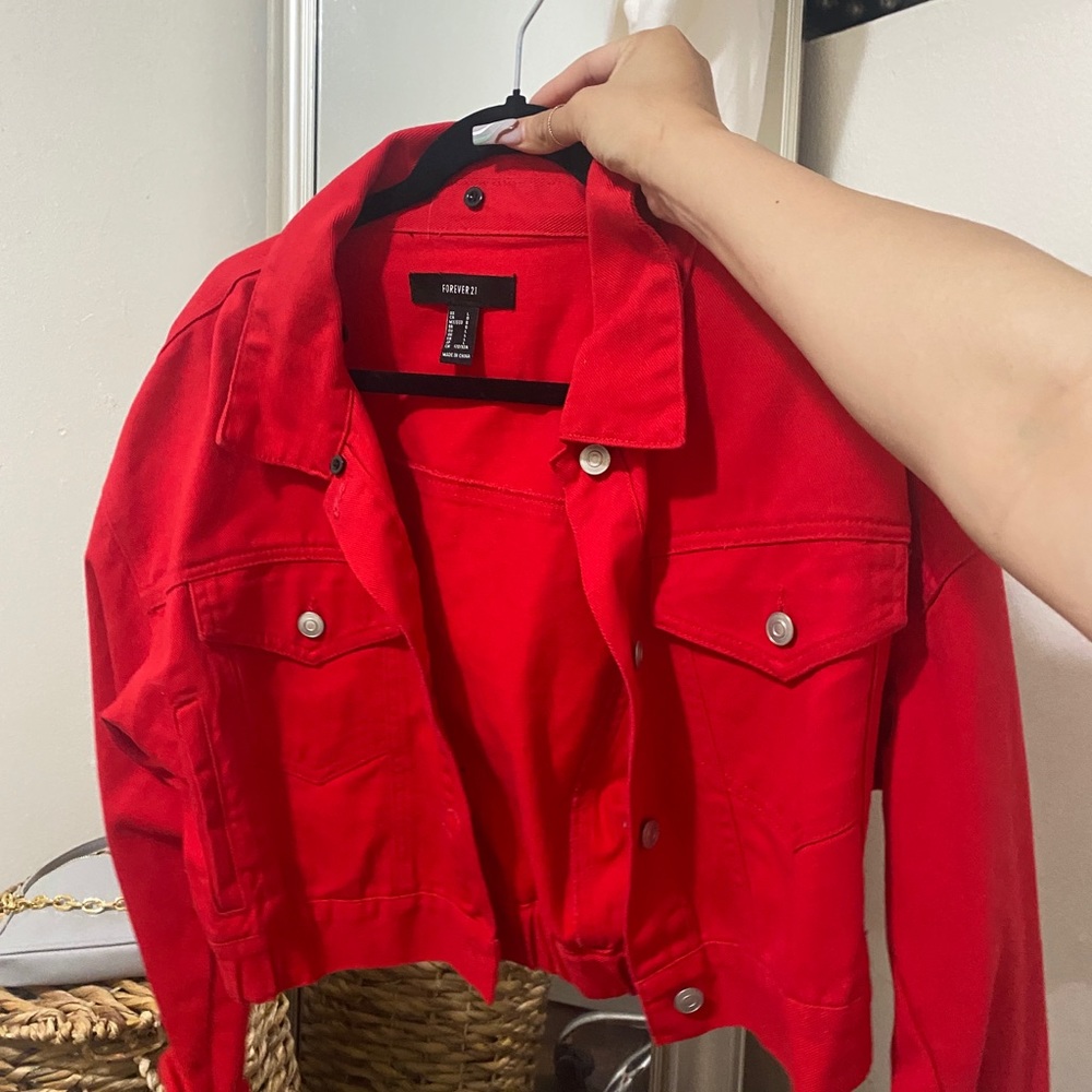 Red jean jacket